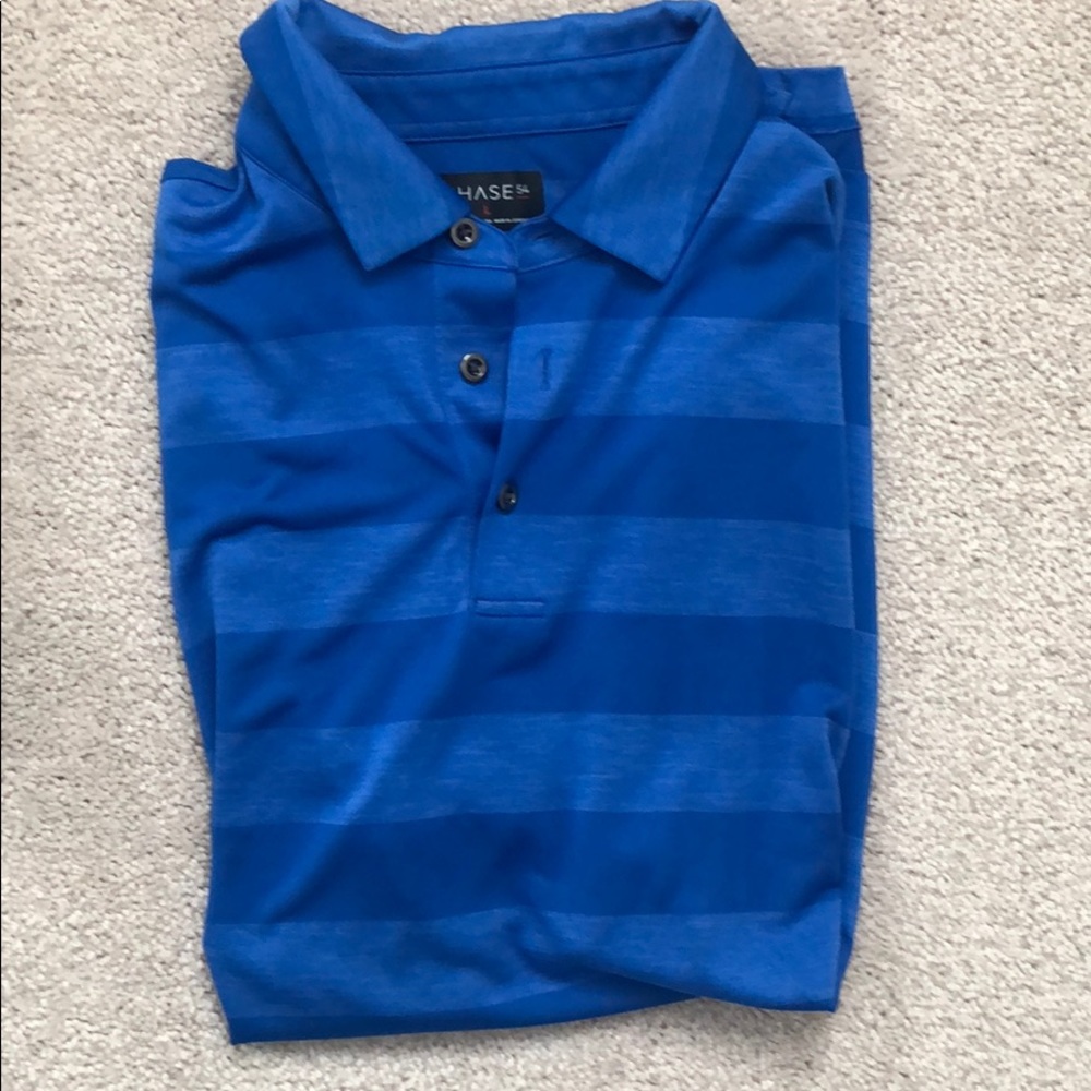 Men’s short-sleeve blue striped polo